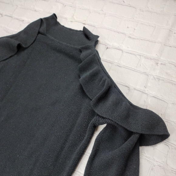 SOLUTIONS Black Cold Shoulder Knit Sweater Dress - Picture 3 of 7